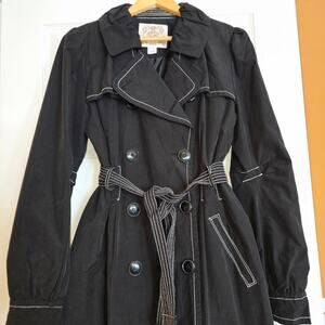 ESPRIT Women's 90s/Y2K Black Double Breasted Belted Black Trench Coat Size L